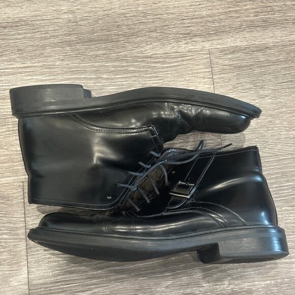 JF J. Ferrar Black Patent Leather Lace-Up Dress Boot Side Buckle Made in Italy 9 - Picture 5 of 8